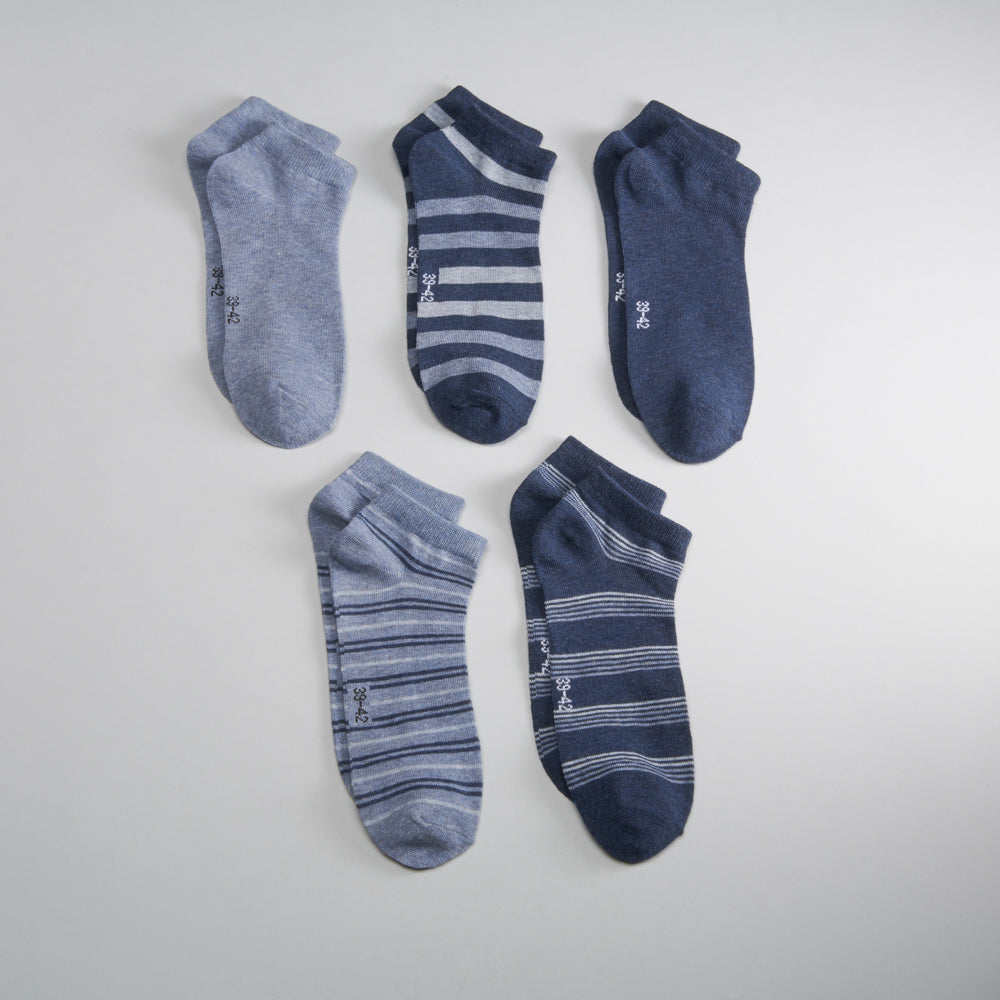 Pack x5 calcetines tobilleros rayas azules MKL