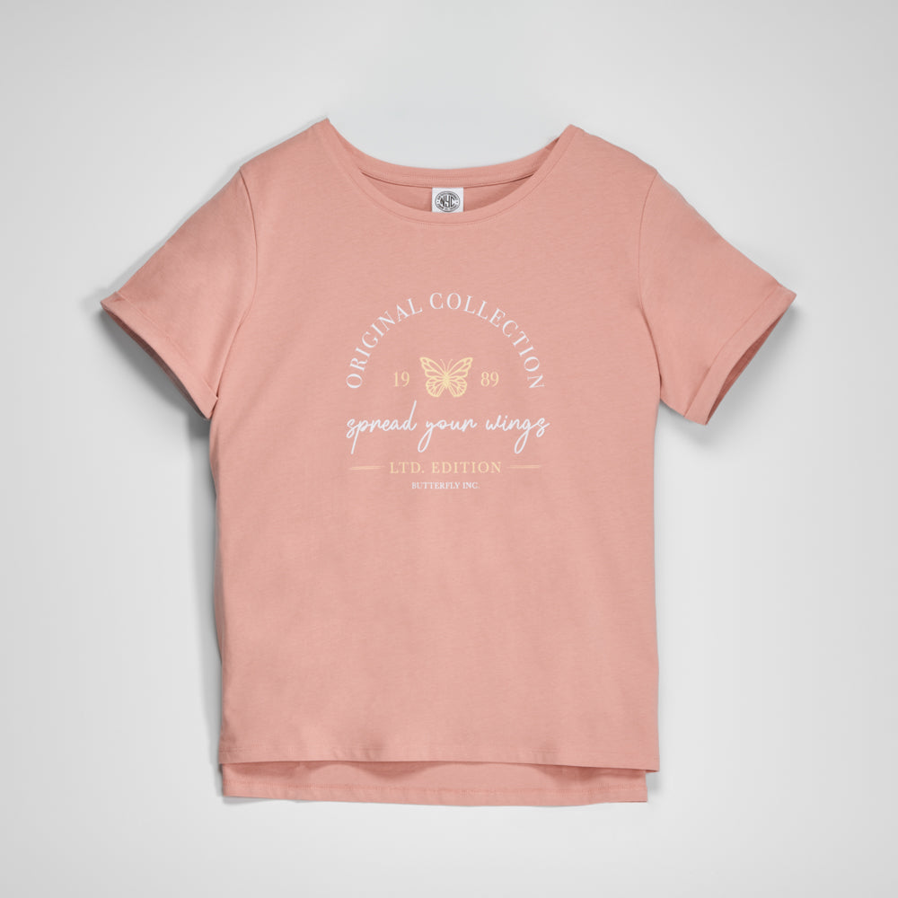 Camiseta rosa alas mujer