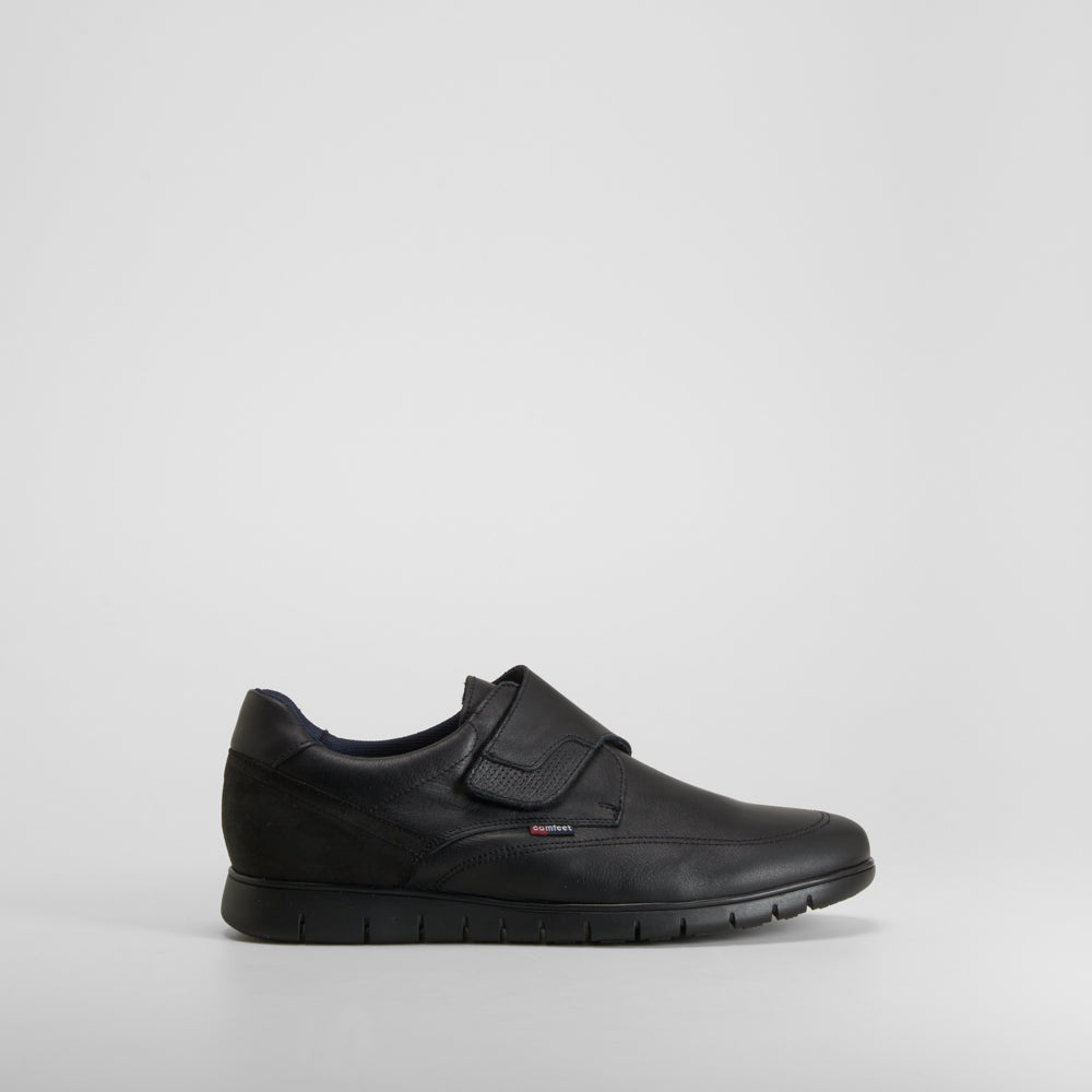 Zapato confort velcro piel negro COMFEET