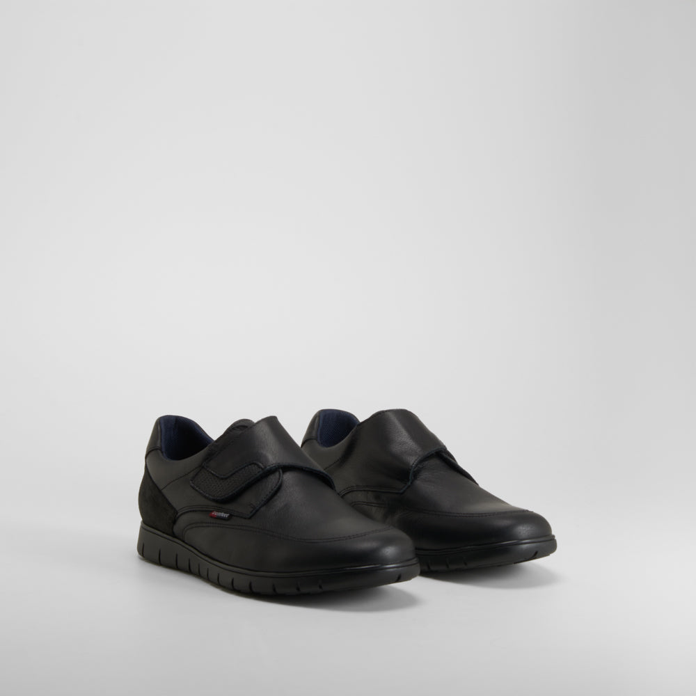 Zapato confort velcro piel negro COMFEET