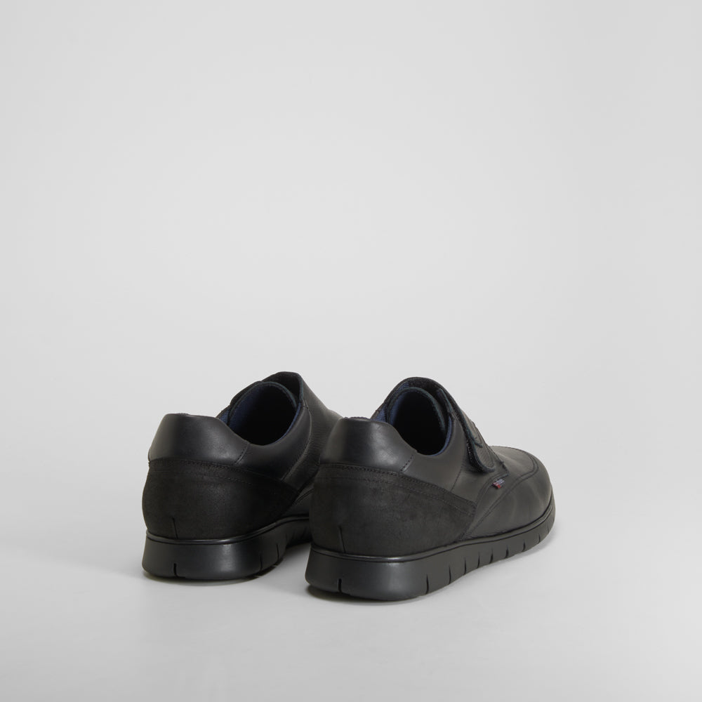 Zapato confort velcro piel negro COMFEET