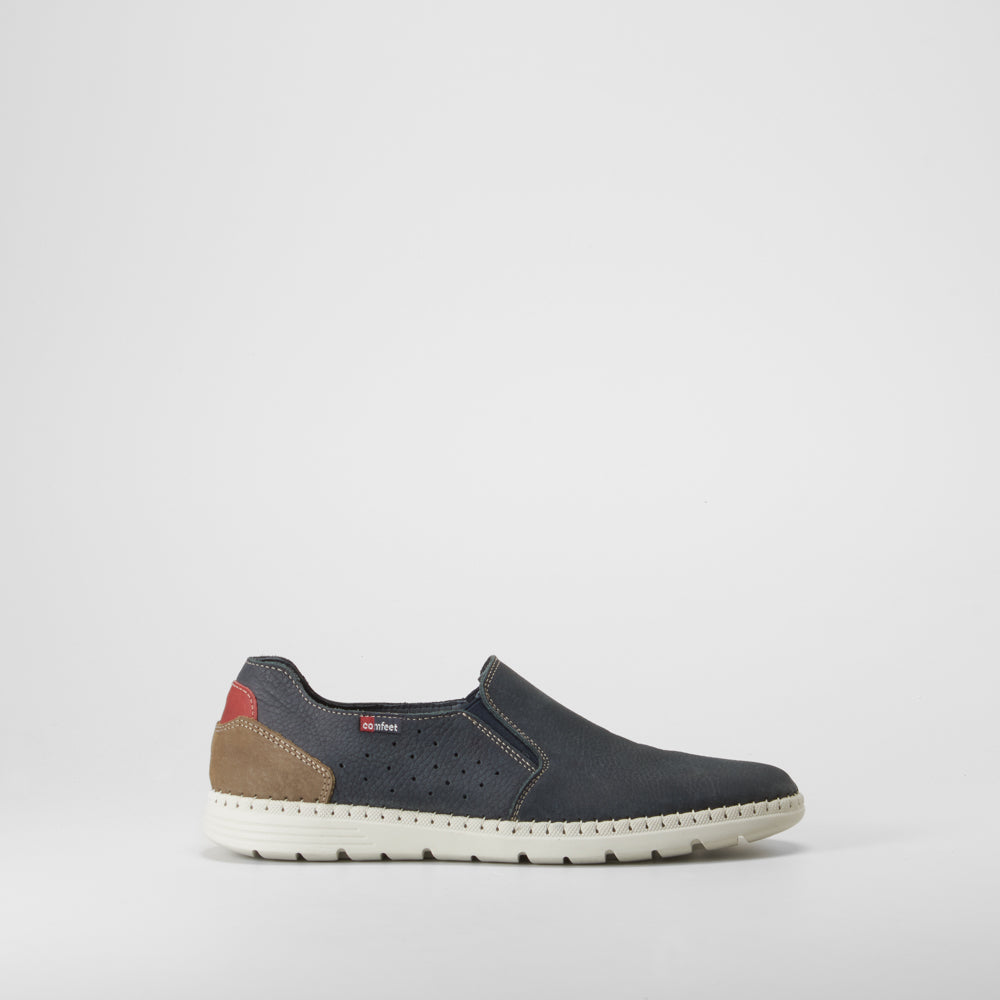 Slip on azul suela blanca piel COMFEET