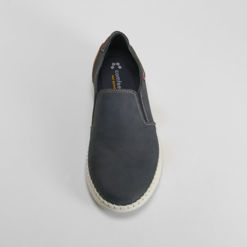 Slip on azul suela blanca piel COMFEET