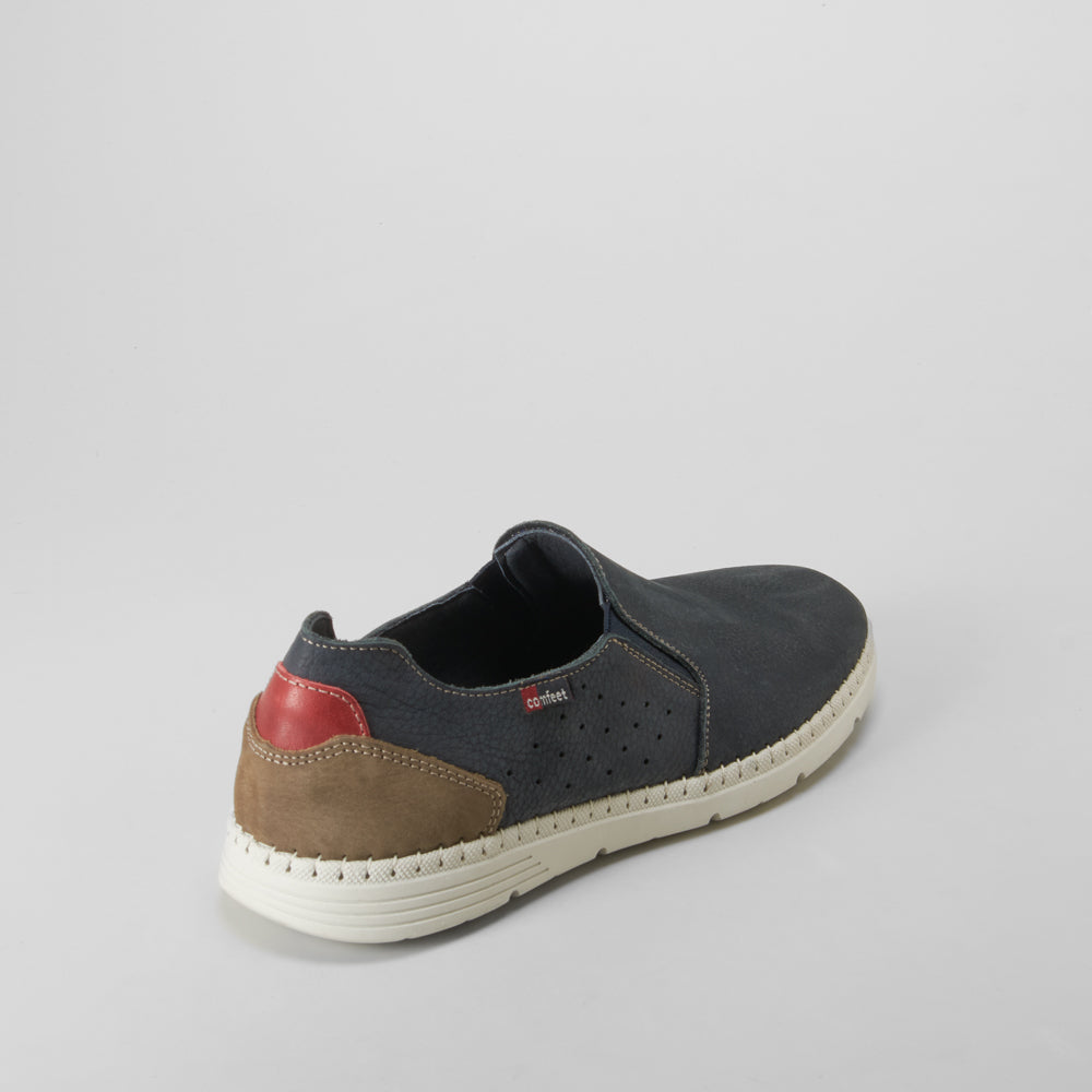 Slip on azul suela blanca piel COMFEET