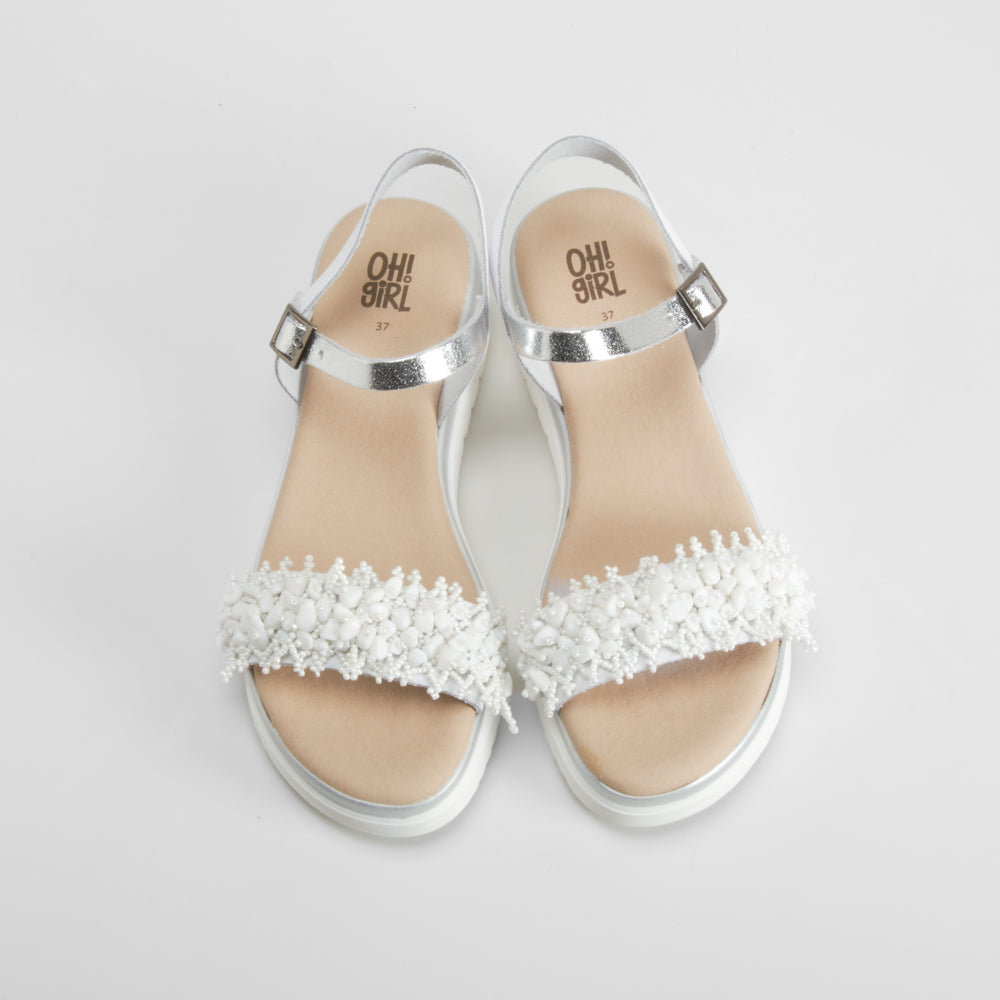 Sandalia blanca de piel OH GIRL