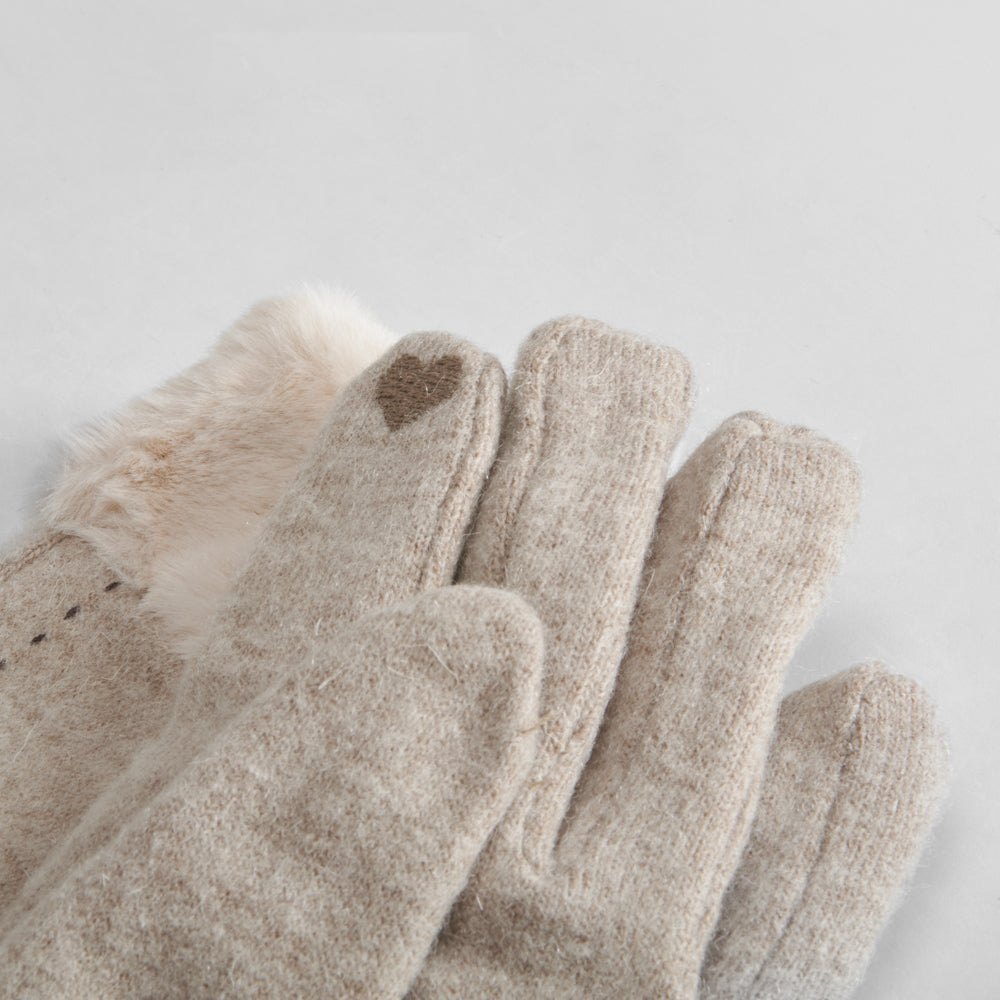 Guantes pelo beige de mujer