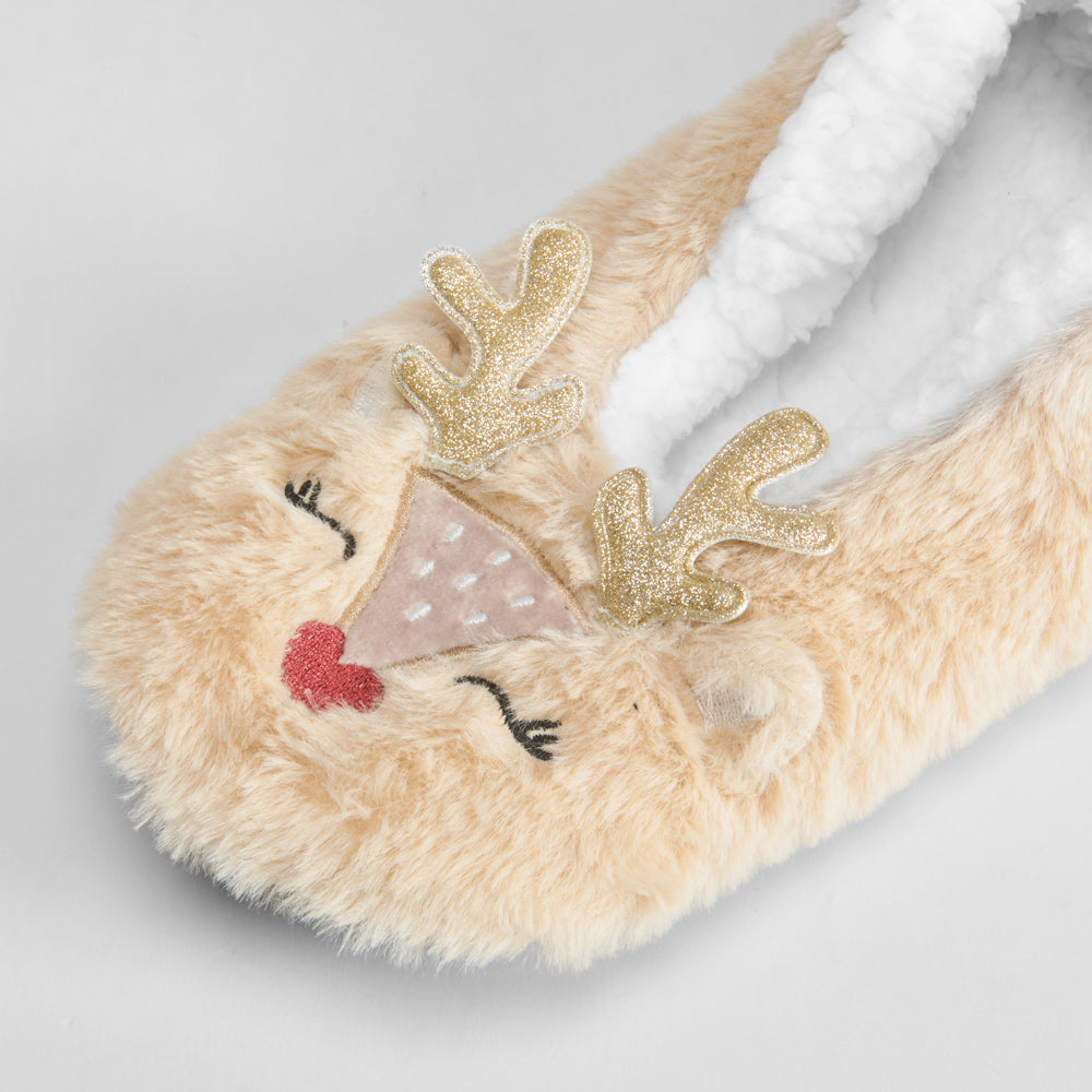 Slippers de mujer renos beige