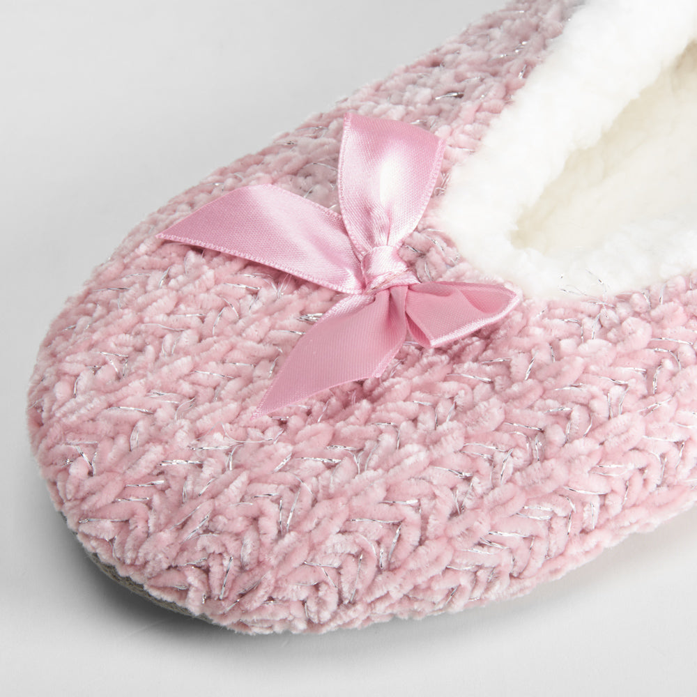 Slippers de mujer forradas rosa lazo