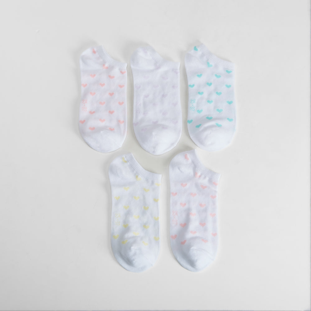 Pack 5x calcetines invisibles corazones mujer