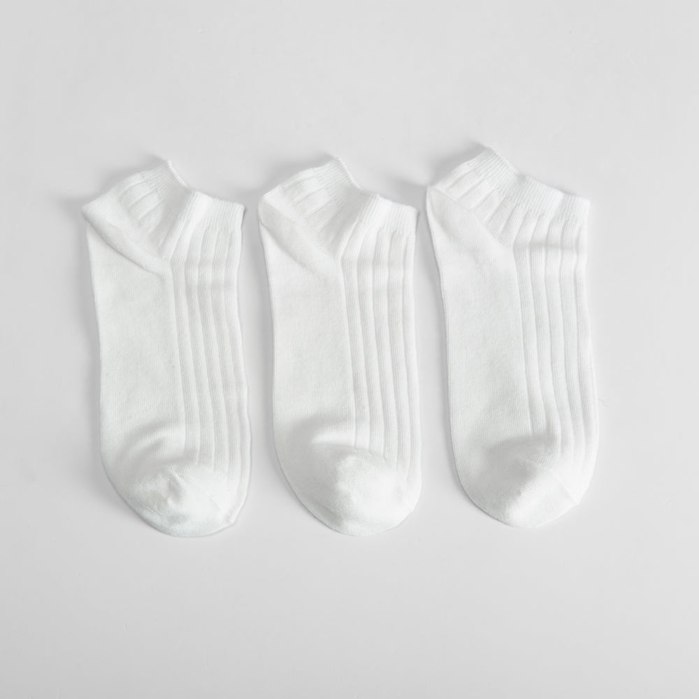 Pack 3x calcetines blancos canalé mujer