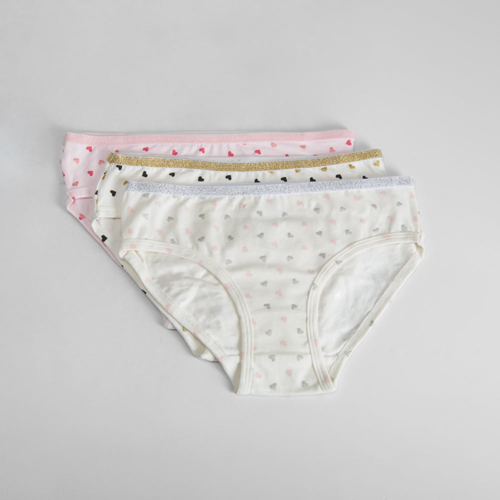 Pack de 3x braguitas con corazones niña