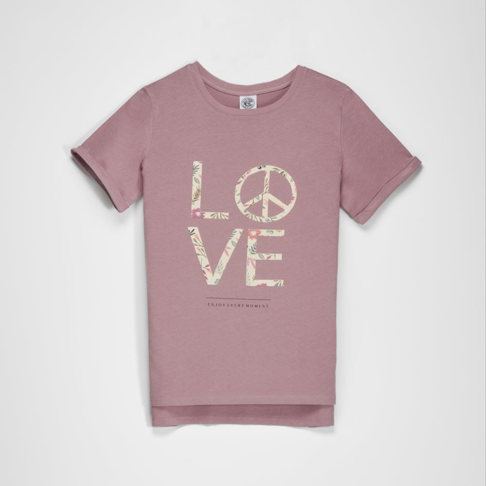 Camiseta manga corta rosa Love mujer