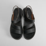 Sandalia de piel negra cosidos COMFEET