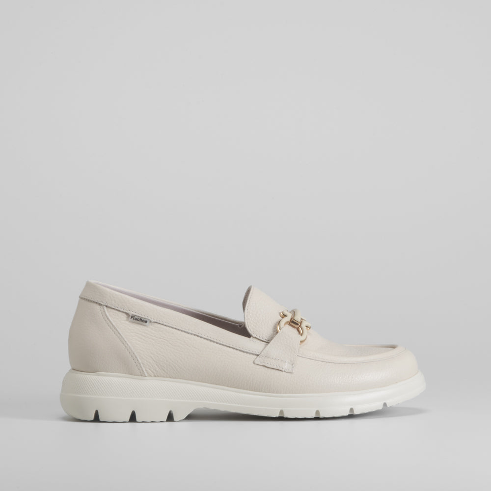 Mocasín blanco eslabón piel FLUCHOS