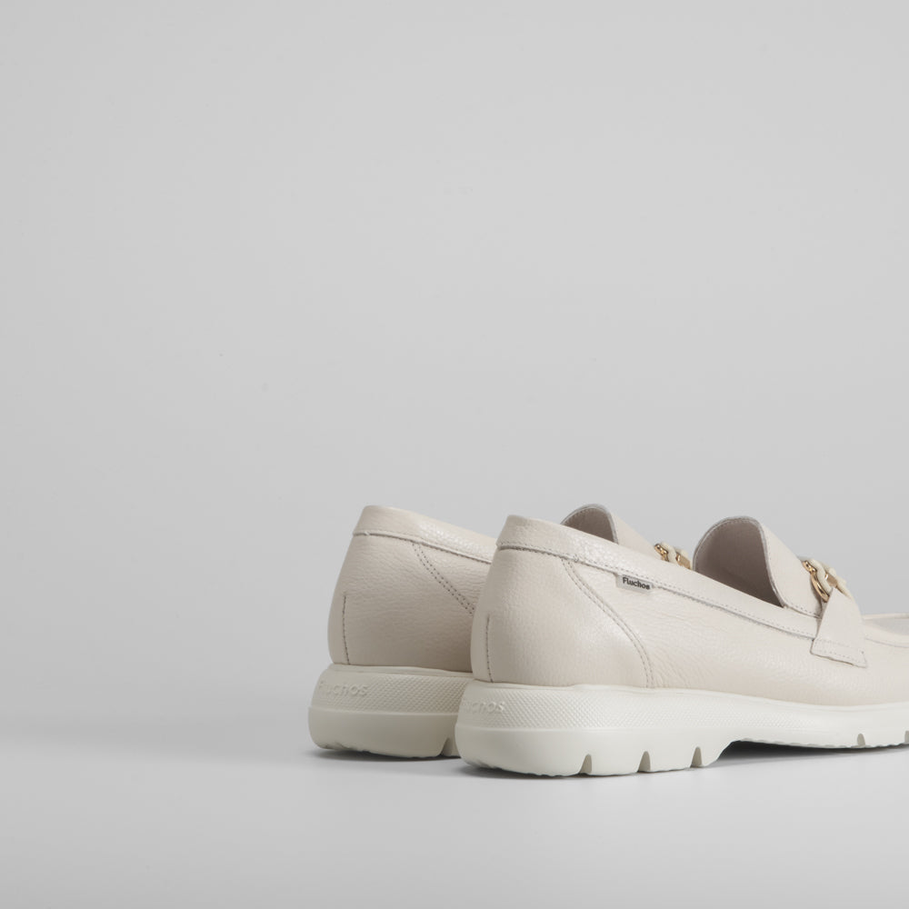 Mocasín blanco eslabón piel FLUCHOS