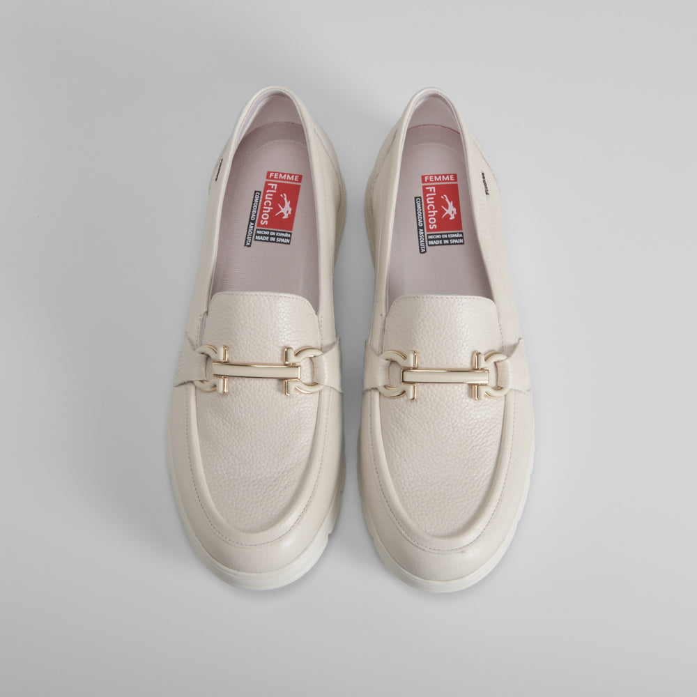 Mocasín blanco eslabón piel FLUCHOS