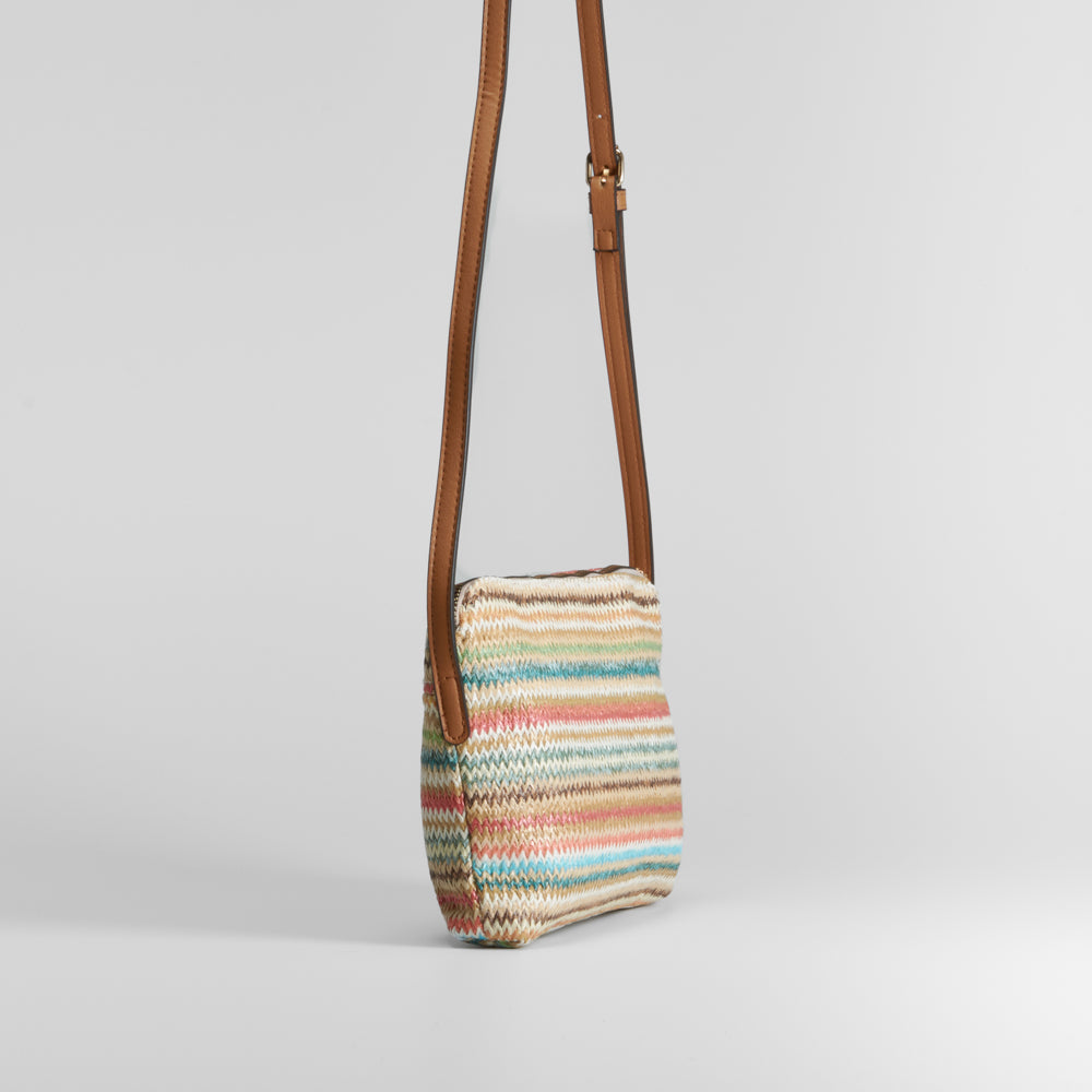 Bandolera rectangular rafia multicolor PICCOLA PIU