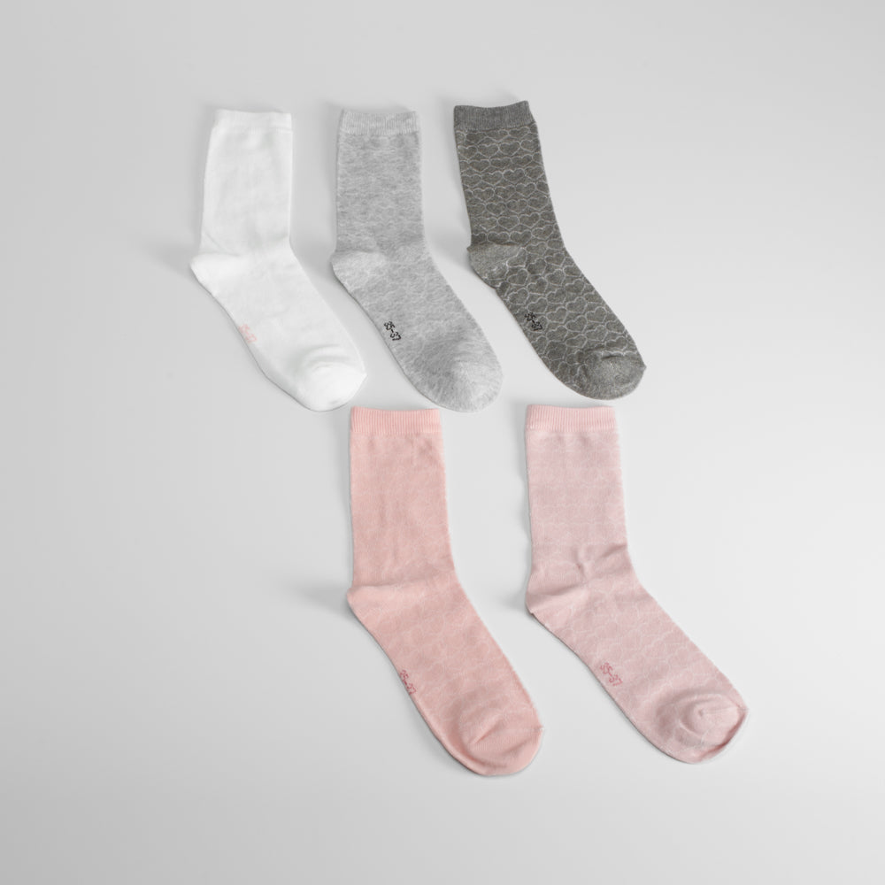 Pack 5x calcetines largos trama corazón mujer
