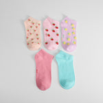 Pack 5x calcetines cortos niña frutas