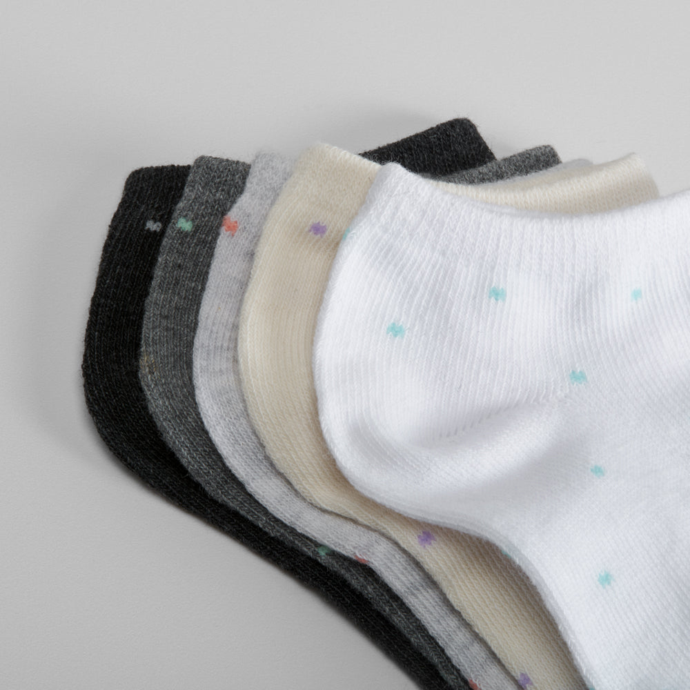 Pack x5 calcetines invisibles topos de colores muj