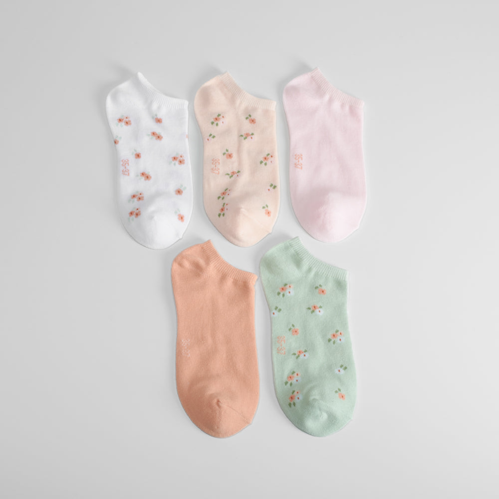 Pack 5x calcetines cortos flores print mujer