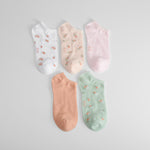 Pack 5x calcetines cortos flores print mujer
