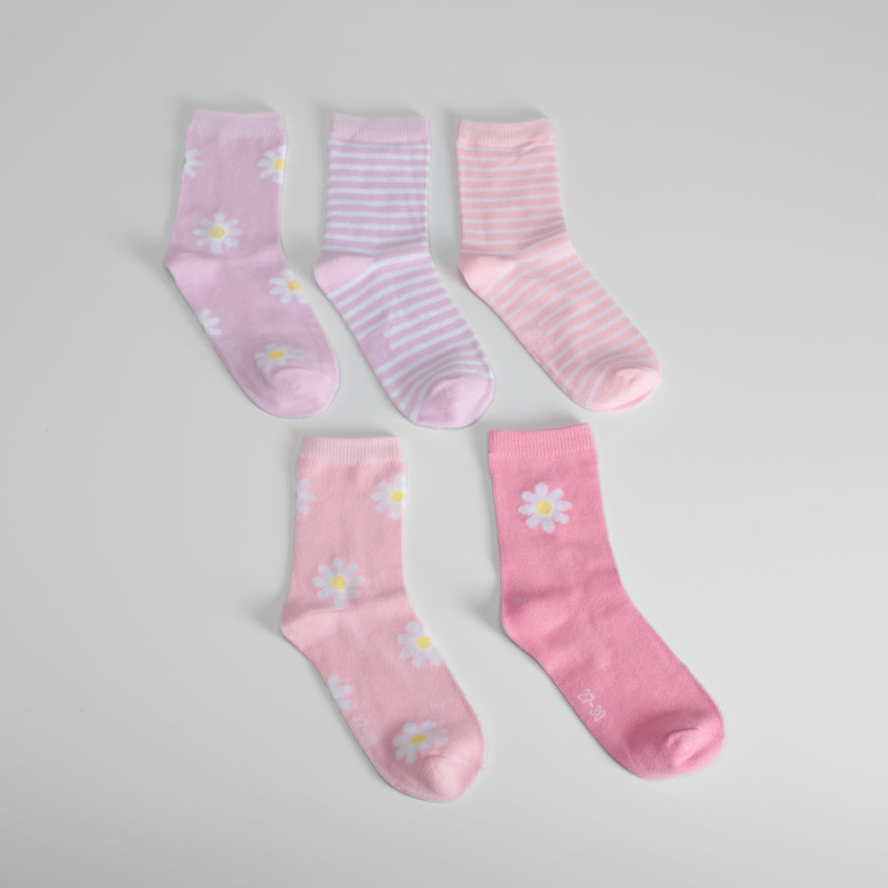 Pack 5x calcetines largos margaritas niña