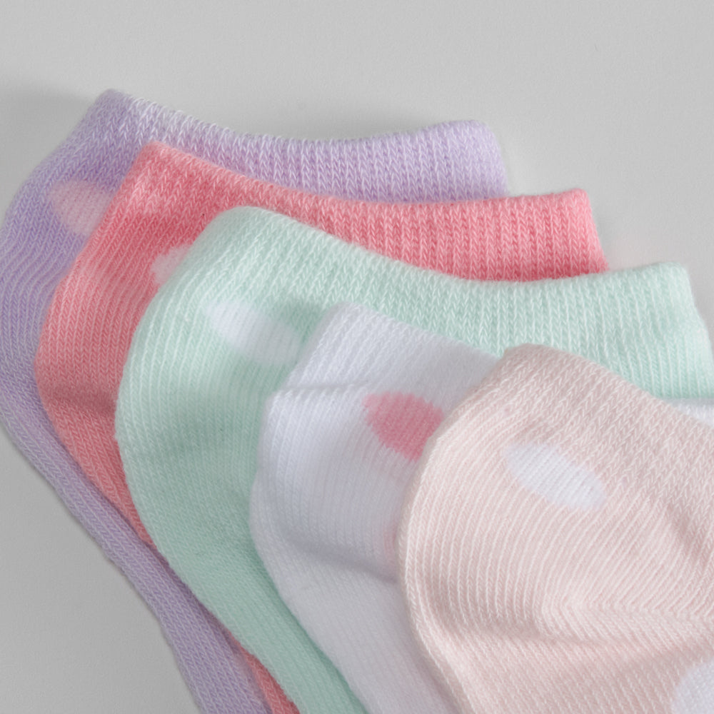 Pack x5 calcetines cortos lunares de colores niña