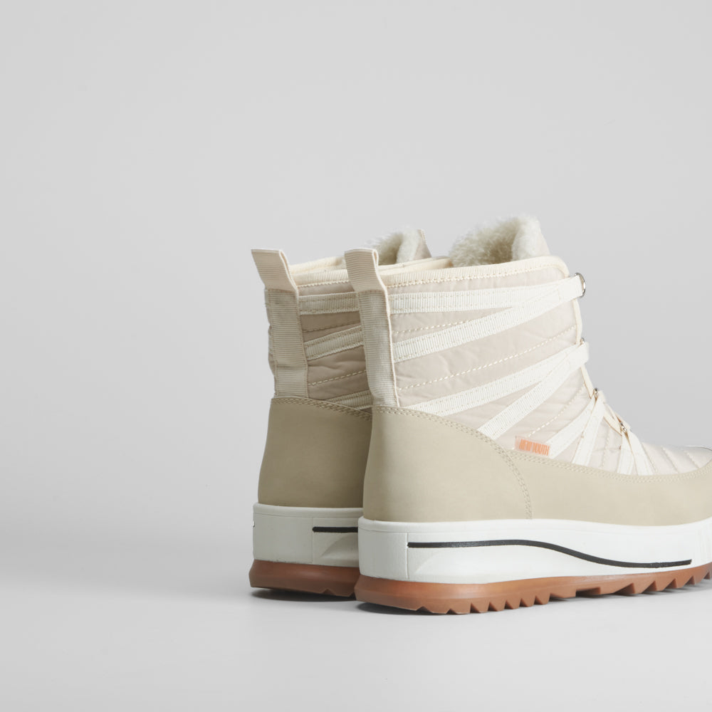 Botín nieve acordonado beige NYC