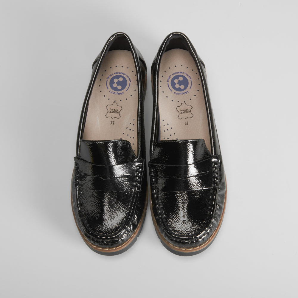 Mocasín plano dentado negro COMFEET