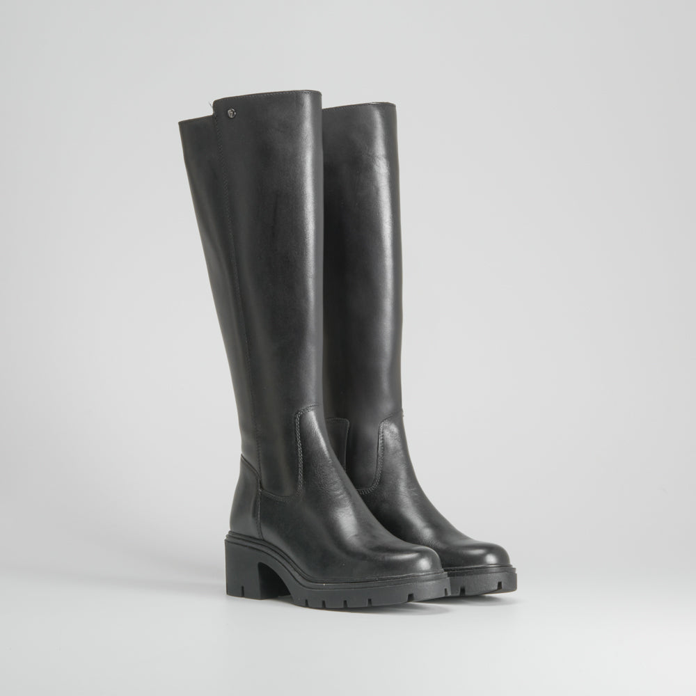 Bota negra lisa de piel FOSCO