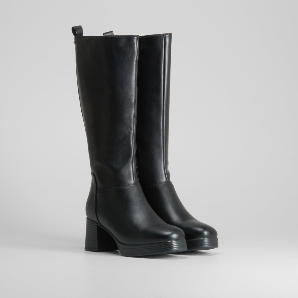 Bota alta tacón con plataforma negro PICCOLA PIU