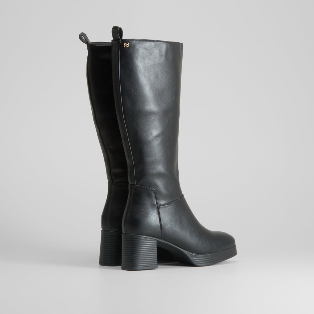 Bota alta tacón con plataforma negro PICCOLA PIU