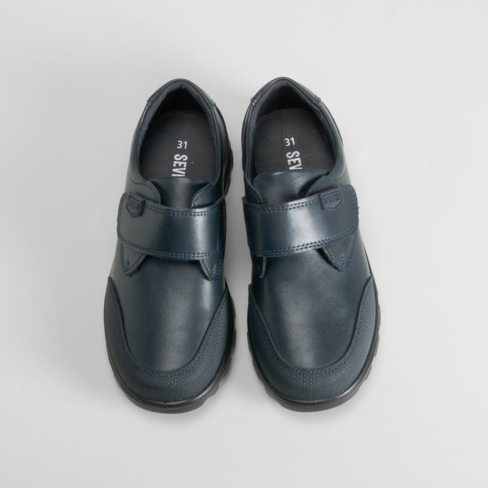 Zapato colegial velcro azul piel SEVEN FIVE