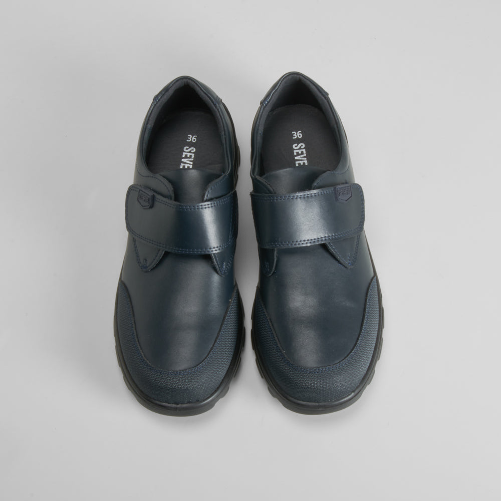 Zapato colegial azul velcro piel SEVEN FIVE