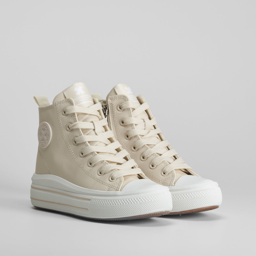 Zapatilla alta beige cremallera XTI