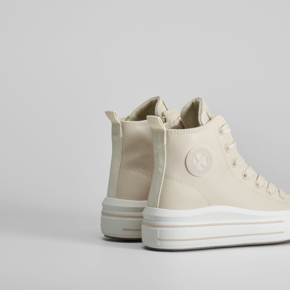 Zapatilla alta beige cremallera XTI