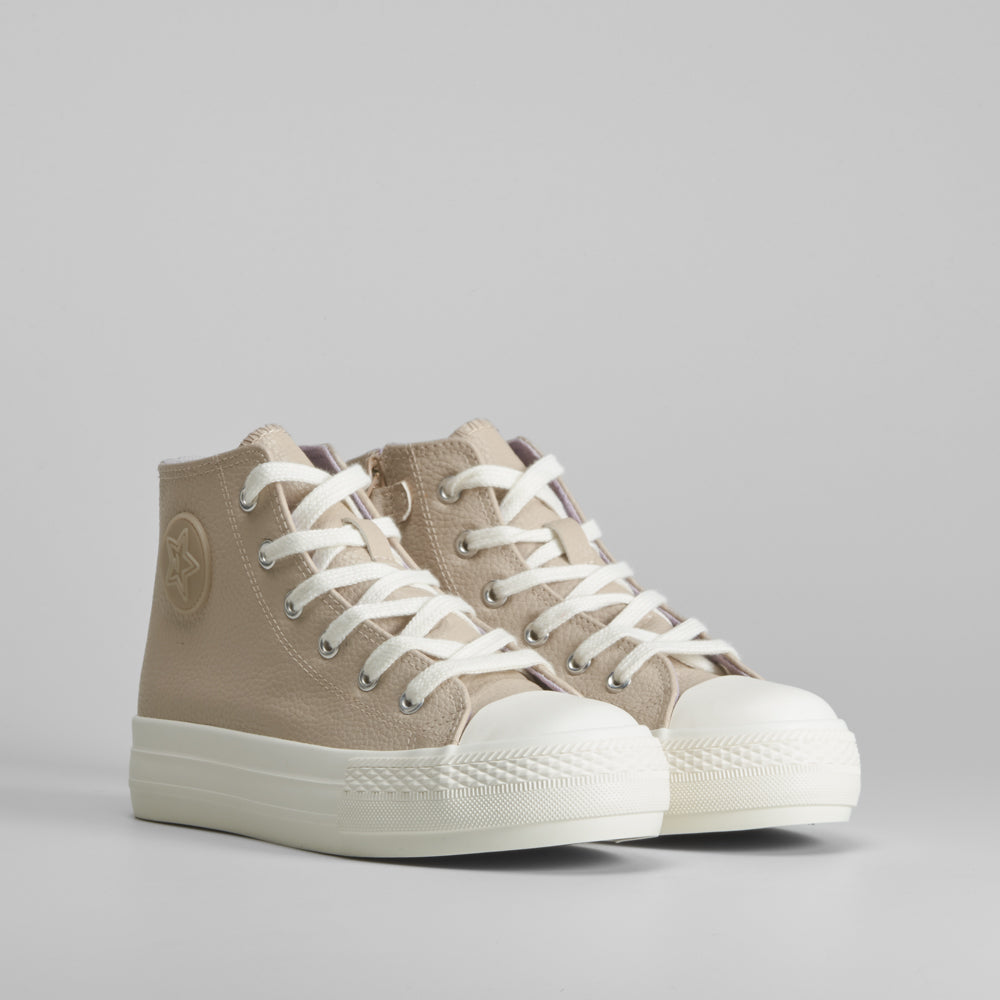 Zapatilla alta cordones beige OH GIRL