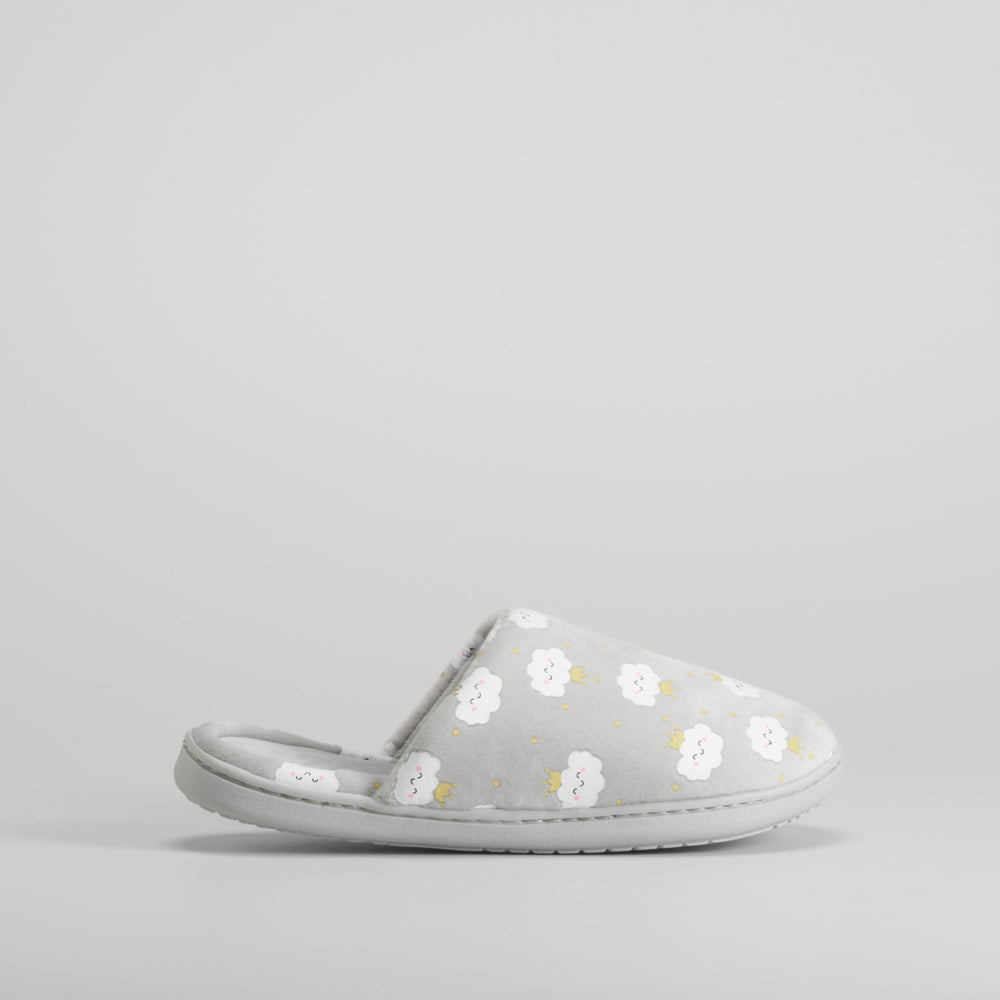 Zapatilla casa gris abierta estampado OLYNE