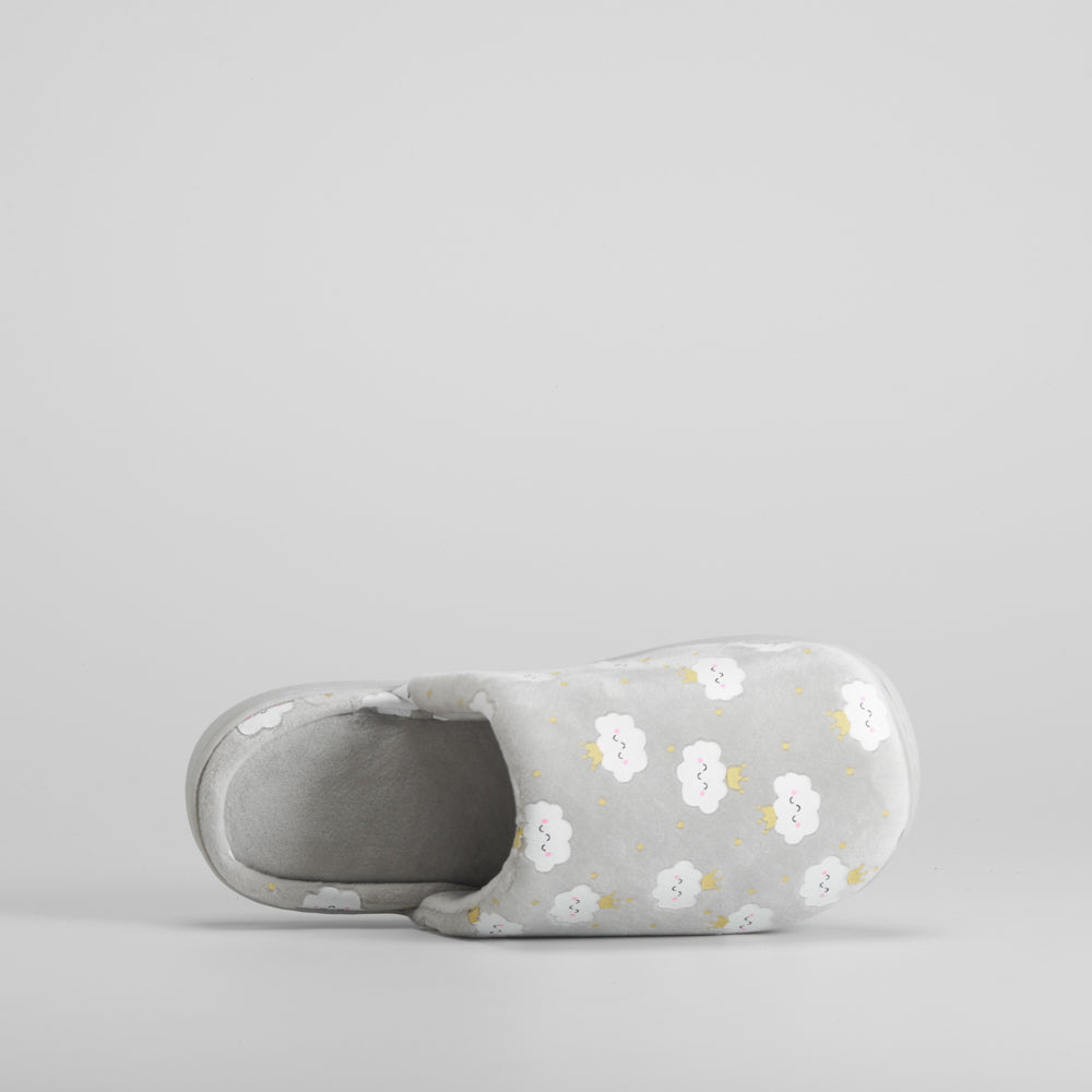 Zapatilla casa gris abierta estampado OLYNE