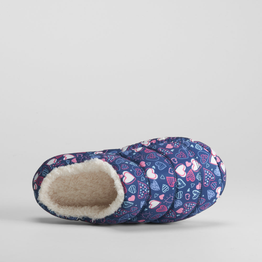 Zapatilla de casa con corazones azul OLYNE