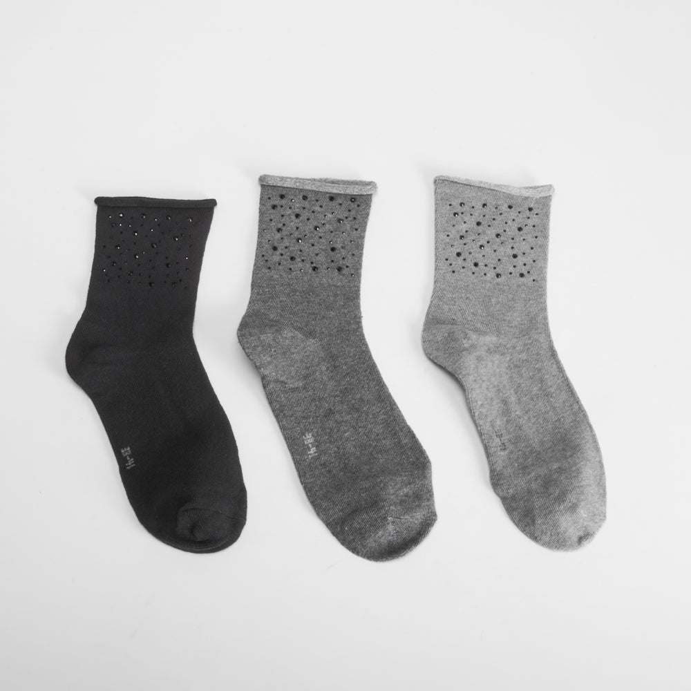 Pack 3 calcetines strass gris MERKAL