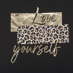 Camiseta manga corta negra Love leopardo NYC