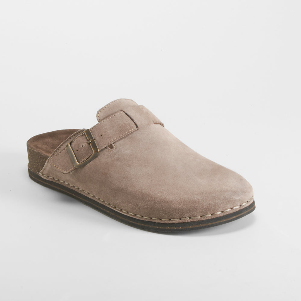 Zueco de piel marrón WALK & FLY