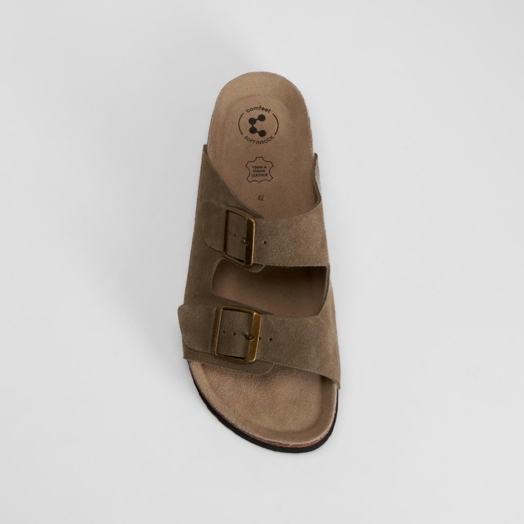 Sandalia bio de piel con velcro beige COMFEET