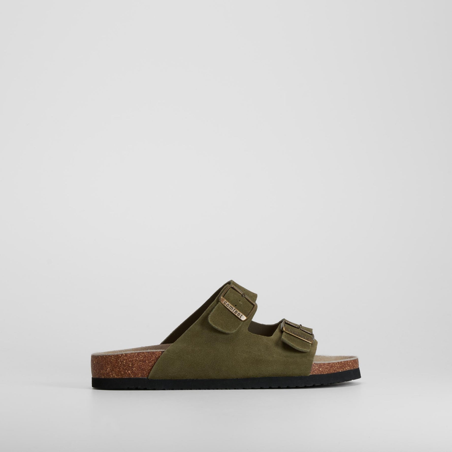 Sandalia bio de piel con velcro verde COMFEET
