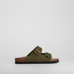 Sandalia bio de piel con velcro verde COMFEET
