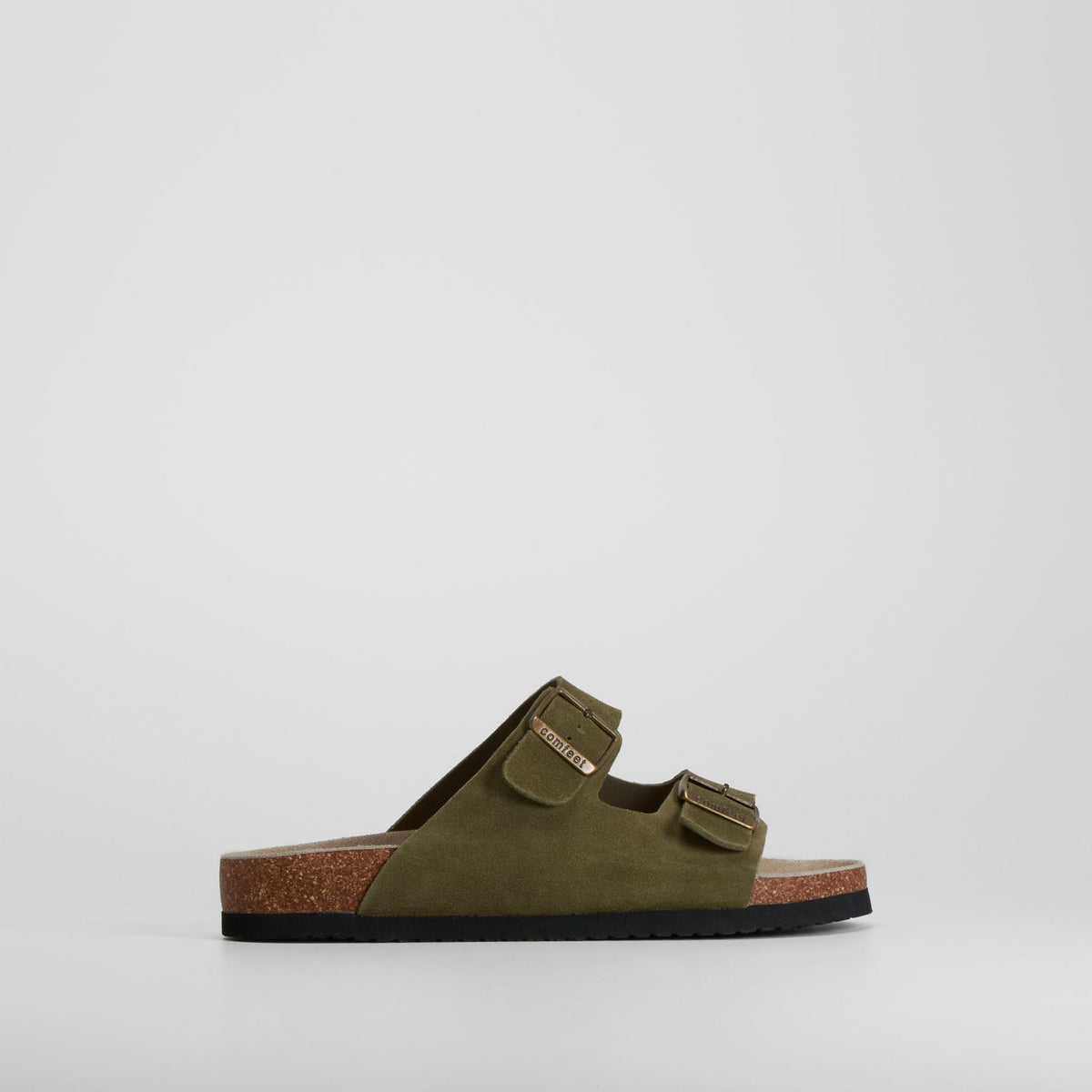 Sandalia bio de piel con velcro verde COMFEET