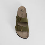Sandalia bio de piel con velcro verde COMFEET