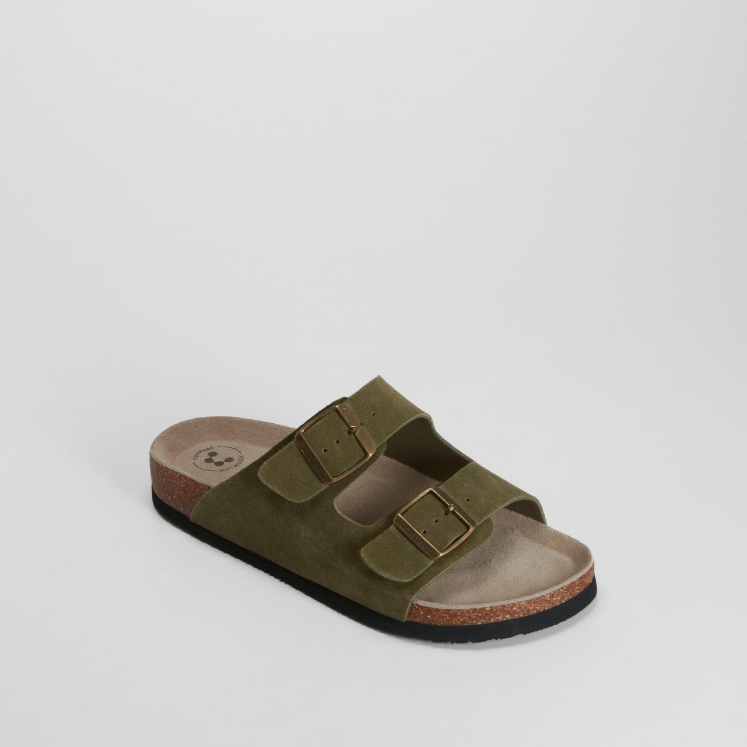 Sandalia bio de piel con velcro verde COMFEET